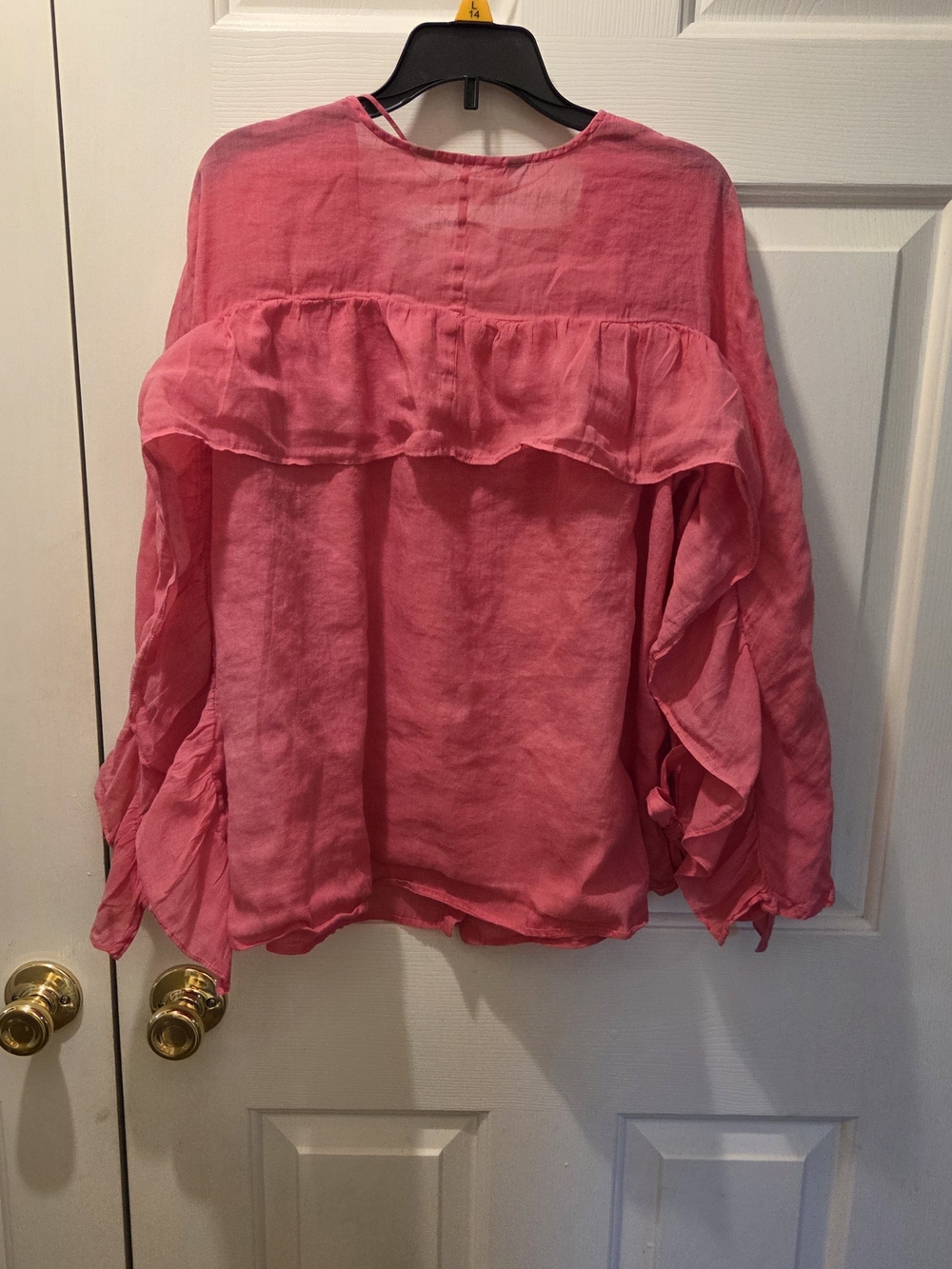 Zara Pink Ruffle-Trim Button-Front Blouse - Picture 2 of 4